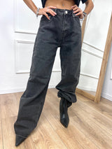 DENIM VITA ALTA CINQUE TASCHE BARREL BLACK GLAMOROUS