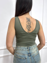 BODY DOPPIO SCOLLO V TACTEL IRMA MILITARE SUSY MIX