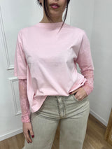T-SHIRT MANICA PIZZO IOLANDA ROSA