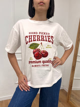 T-SHIRT GIRO M/C STAMPA CILIEGIE LATTE SUSY MIX