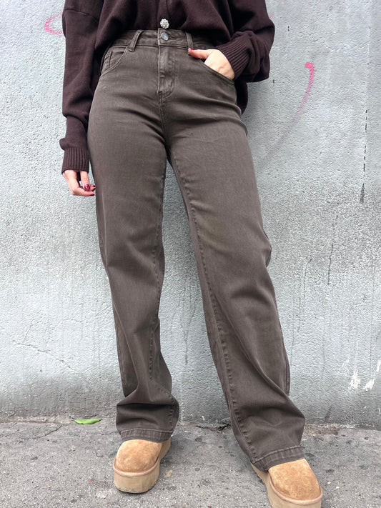 PANTALONE DENIM VITA ALTA FULL LENGHT GIZZIA MORO