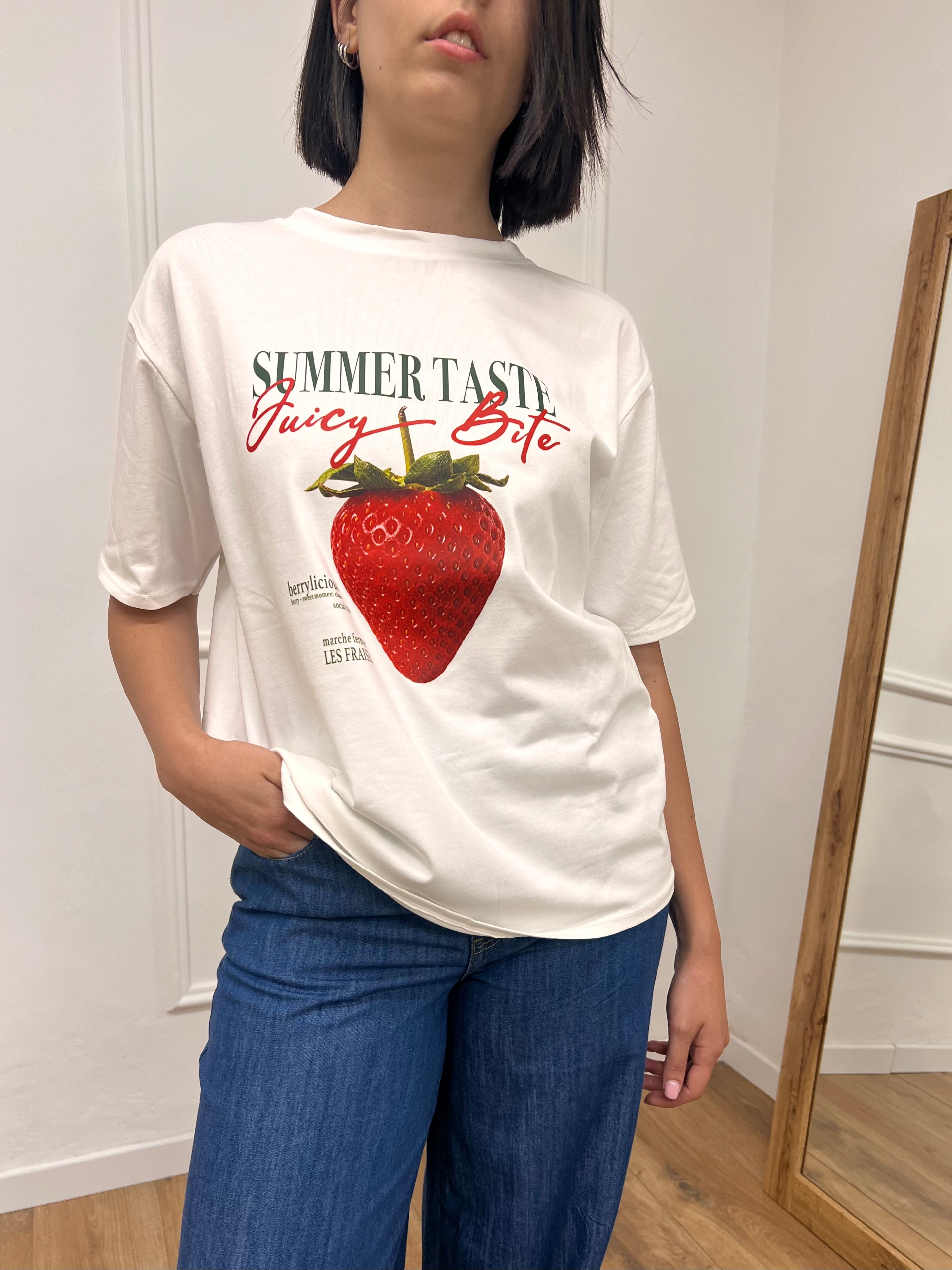 T-SHIRT GIRO M/C STAMPA FRAGOLA LATTE SUSY MIX