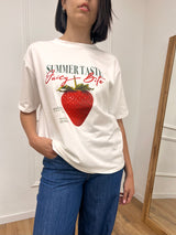 T-SHIRT GIRO M/C STAMPA FRAGOLA LATTE SUSY MIX