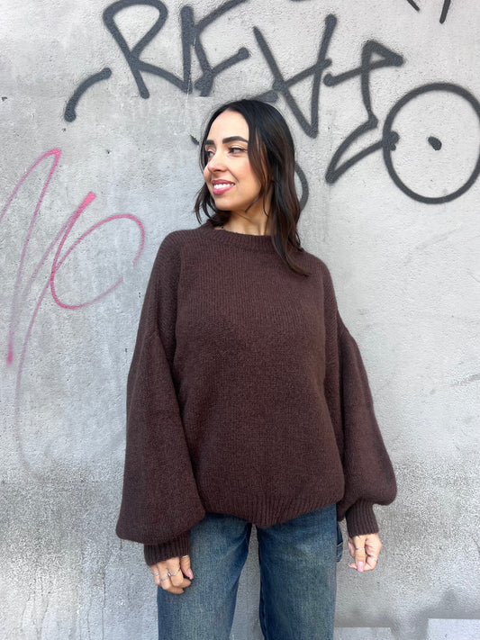 SUSY MIX MAGLIA OVER MOHAIR MANICA PALLONCINO  MIA MORO