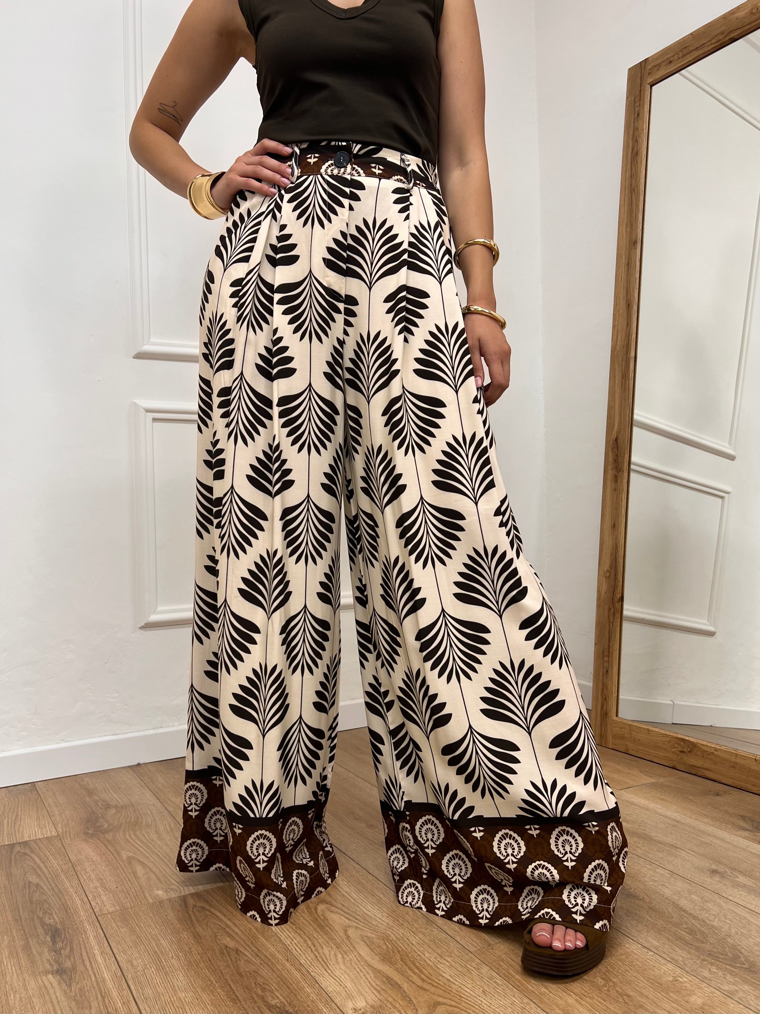 PANTALONE VITA ALTA PALAZZO FANTASIA MORO SUSY MIX