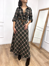 ABITO LUNGO CHECK FLANELLA PAMELA MILITARE MOTEL