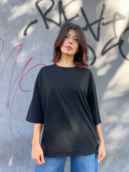 SUSY MIX T-SHIRT OVER M/MANICA. FLORA NERO