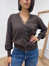 CARDIGAN SCOLLO V PROFILO PIZZO IDA MORO SUSY MIX