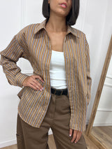 CAMICIA OVER BACCHETTATA TABACCO SUSY MIX