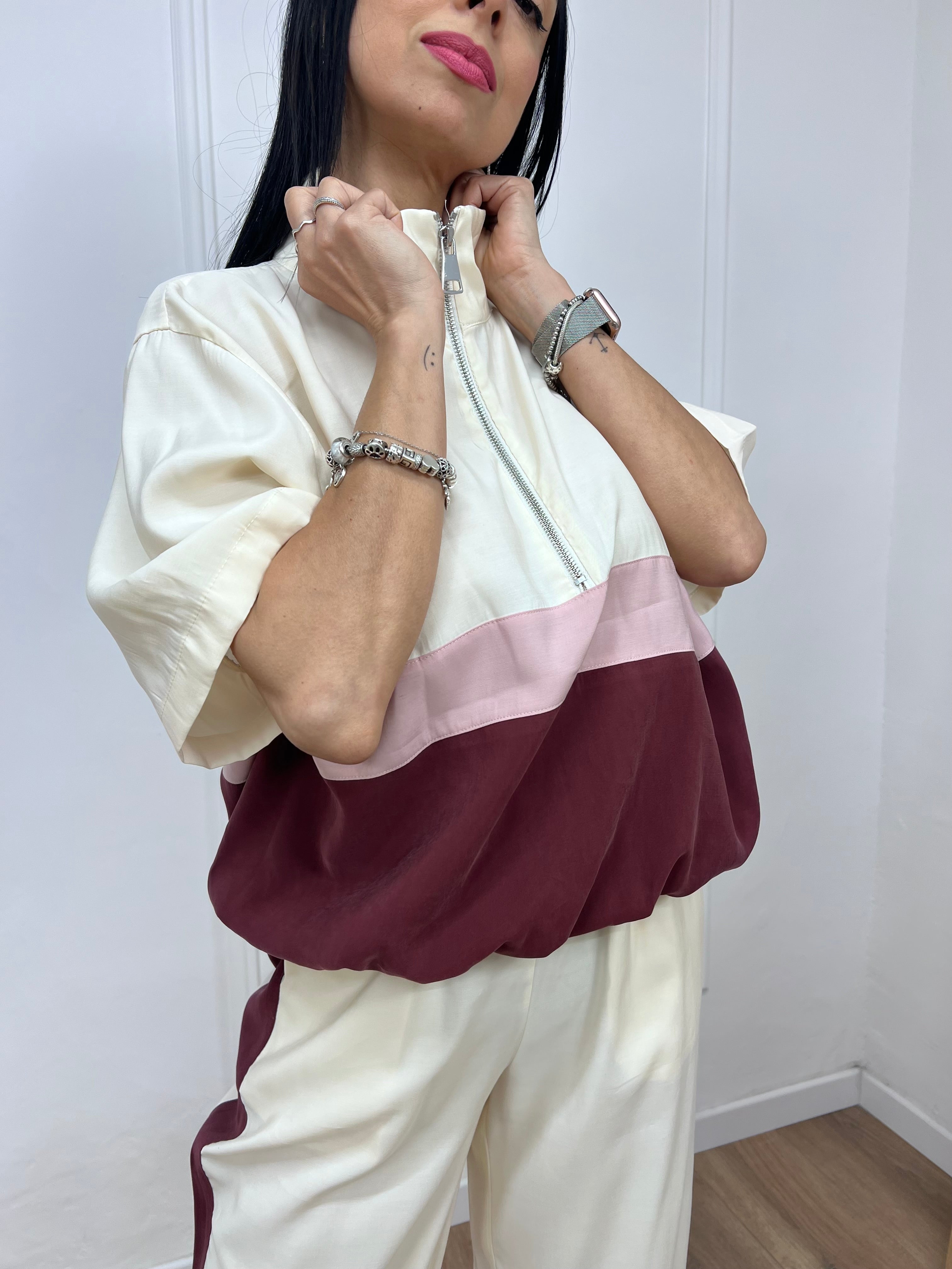 BLUSA M/C CERNIERA BICOLORE IRINA BURRO MOTEL
