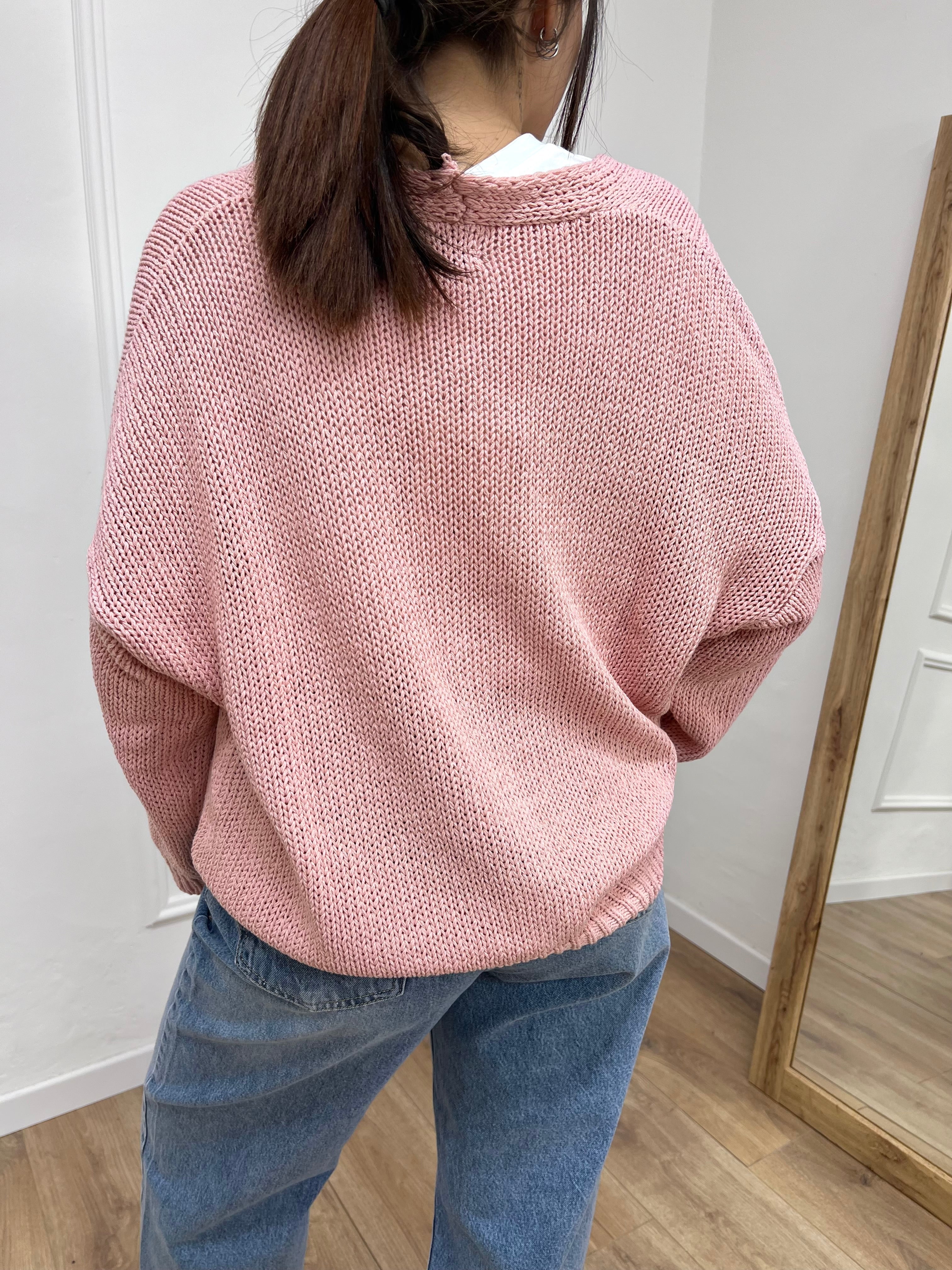 CARDIGAN FILO OVER TASCHE BENEDETTA ROSA SUSY MIX