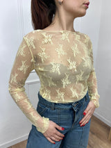 MAGLIA PIZZO MANICOTTI ROBERTA GIALLO SUSY MIX