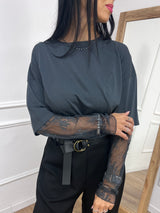 T-SHIRT MANICA PIZZO IOLANDA PIOMBO SUSY MIX