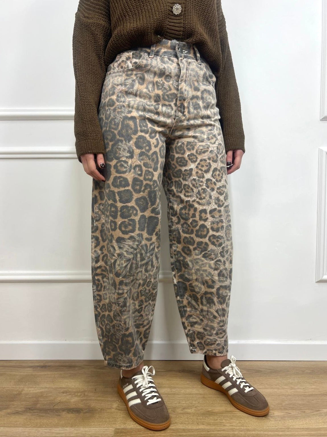 PANTALONE OVETTO ANIMAL FLOWER BEIGE SUSY MIX
