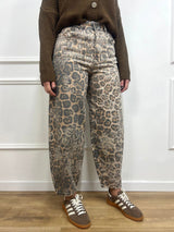 PANTALONE OVETTO ANIMAL FLOWER BEIGE SUSY MIX