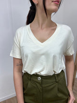 SUSY MIX T-SHIRT SCOLLO V VISCOSA BETTA BURRO