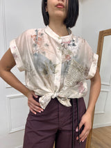 BLUSA BOTTONI TASCA PAILLETTES FIORI LINDA LATTE SUSY MIX