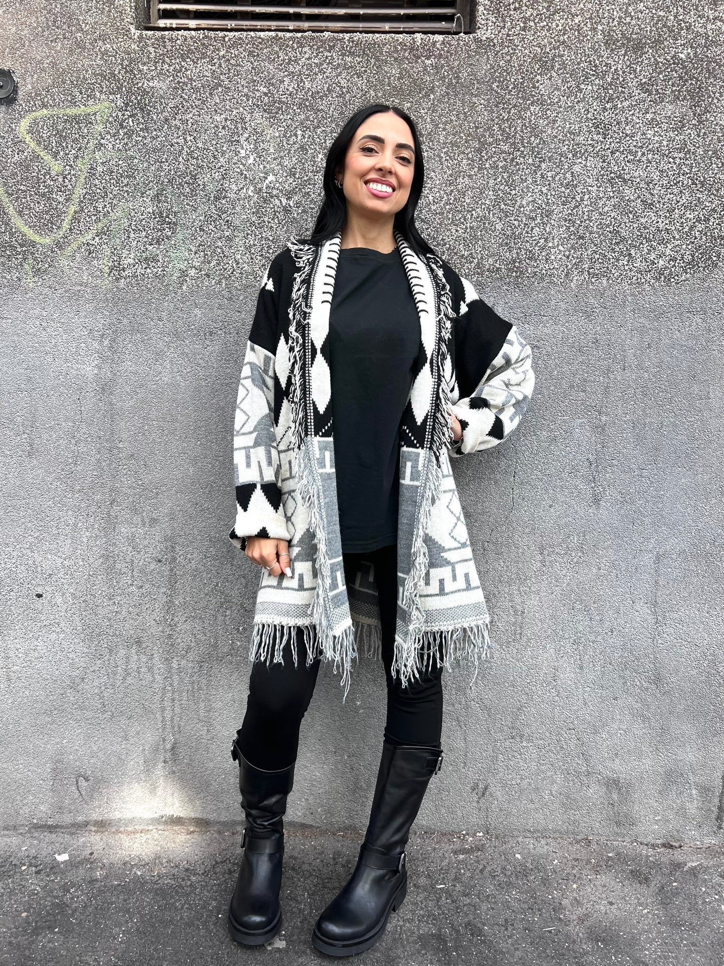 SUSY MIX CABAN LUNGO SFRANGIATO ETNICO NERO