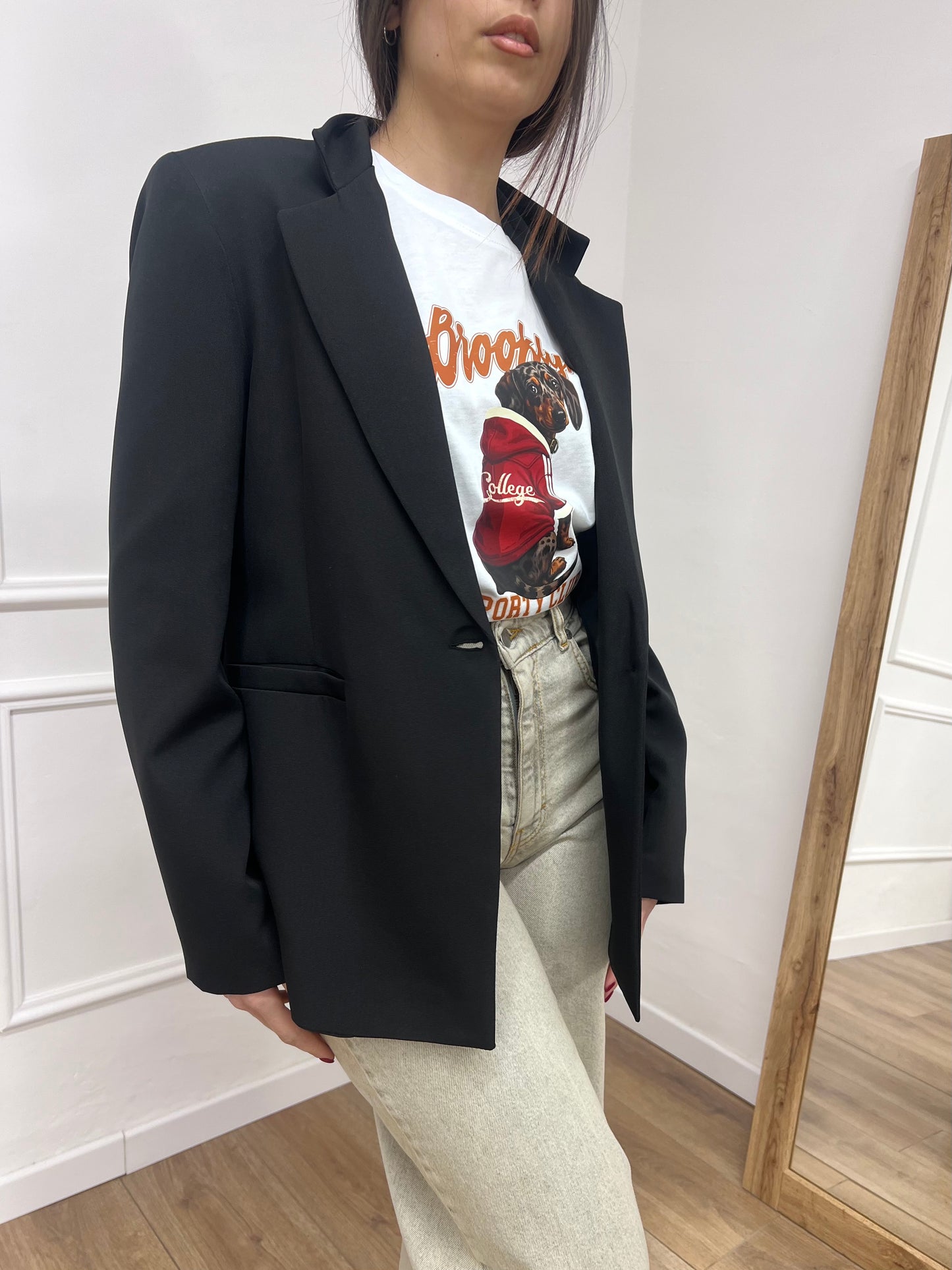 SUSY MIX GIACCA MONOPETTO BASIC UN BOTTONE ARIA NERO