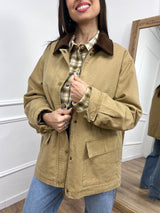 GIACCA TELA DENIM COLLETTO CONTRASTO KATE CAMMELLO