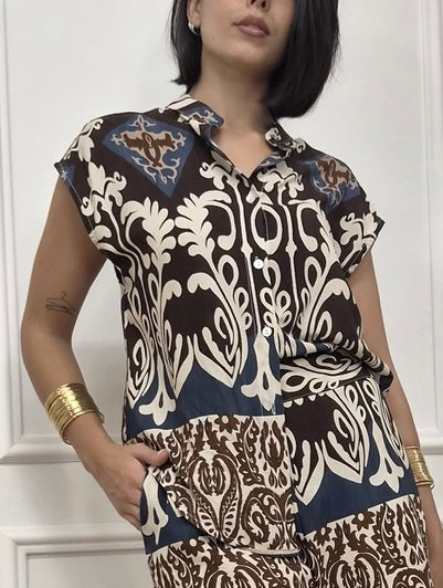 BLUSA SMANICATA FANTASIA TROPICAL 2 MORO SUSY MIX