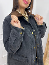 GIACCA TELA DENIM COLLETTO CONTRASTO KATE ASFALTO