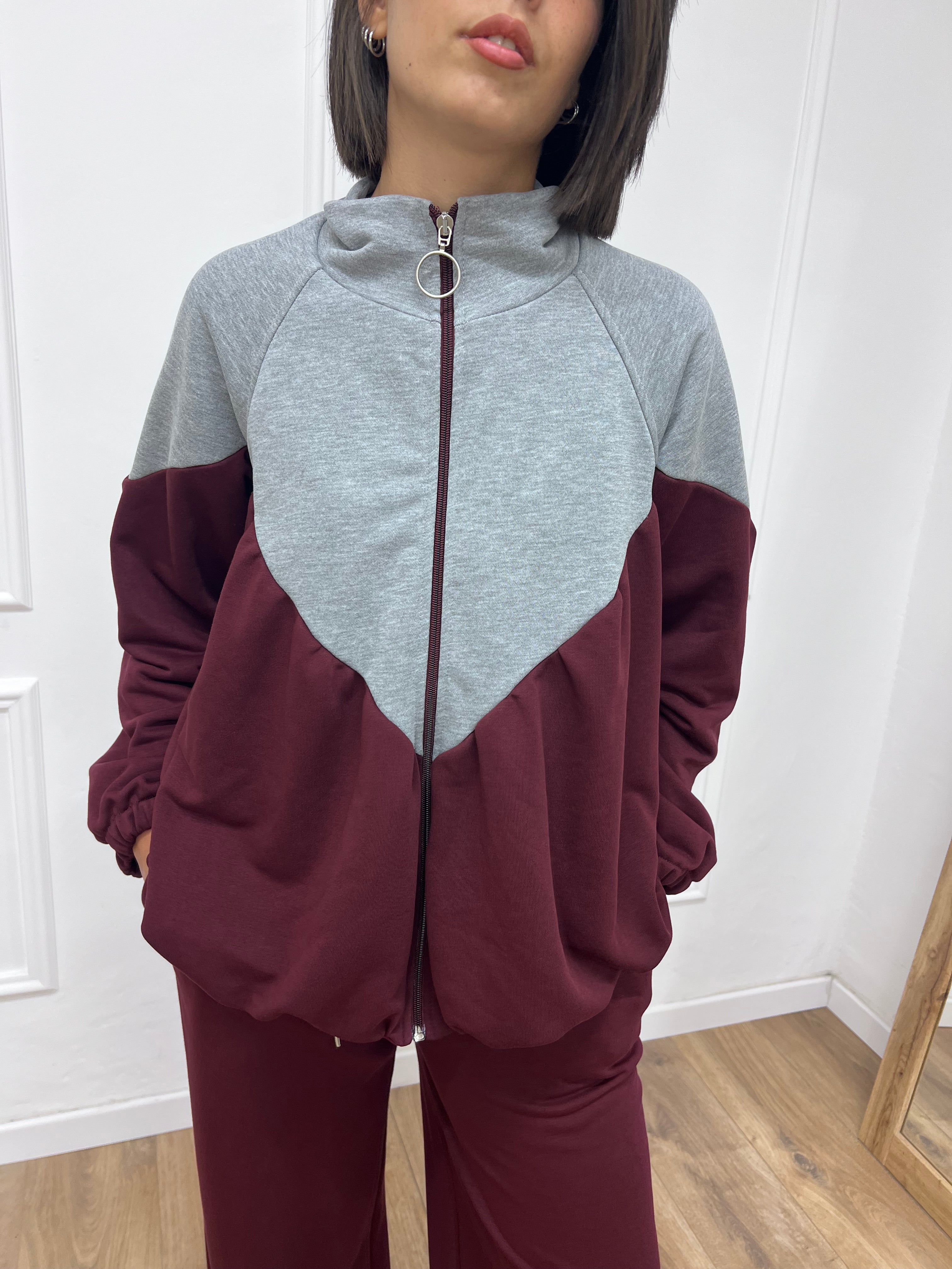 FELPA BOMBER ARRICCIATO CHEVRON BAROLO SARA SUSY MIX
