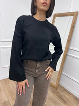 T-SHIRT GIROCOLLO MANICA CAMPANA NERO SUSY MIX