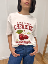 T-SHIRT GIRO M/C STAMPA CILIEGIE LATTE SUSY MIX