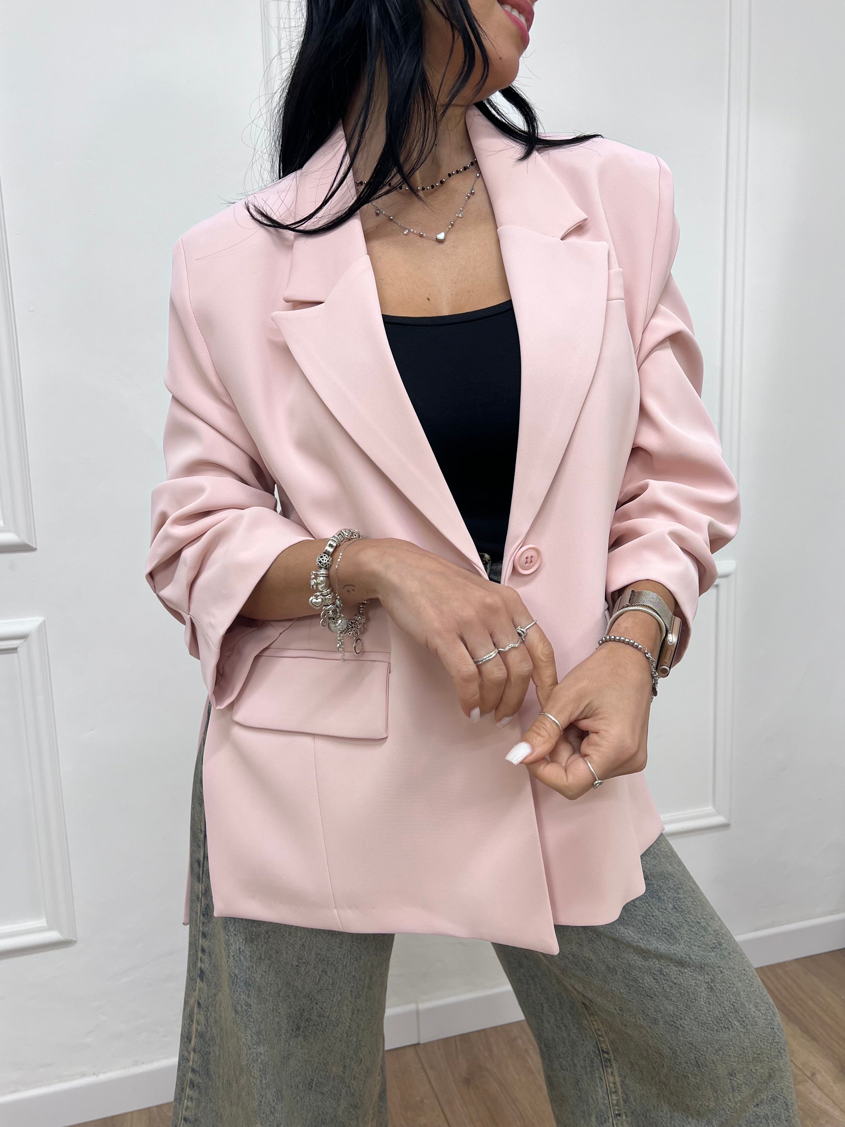 GIACCA UN BOTTONE SPACCHI LATO BRUNA ROSA SUSY MIX