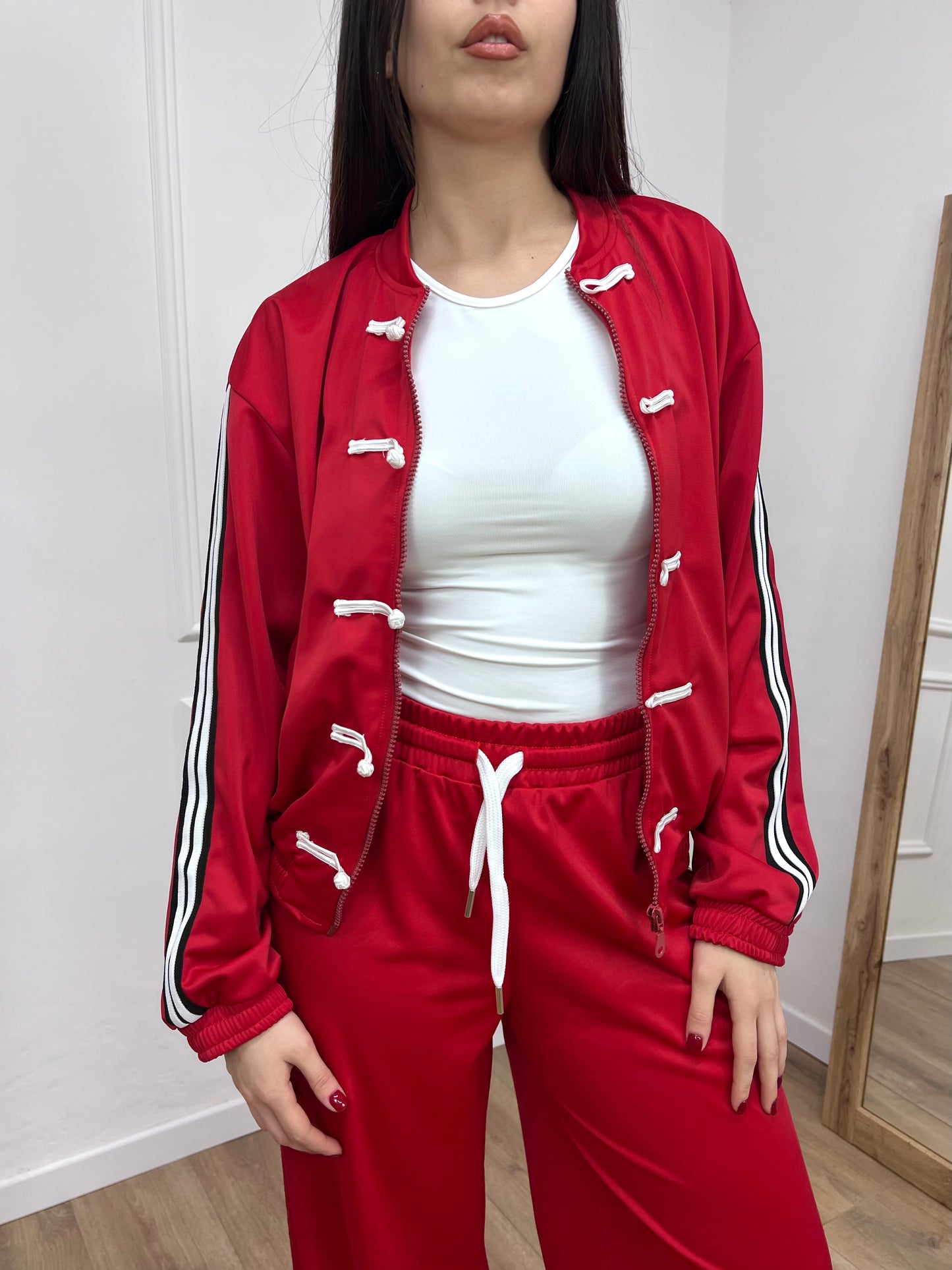 SUSY MIX FELPA ALAMARI CON BANDE JOSY ROSSO