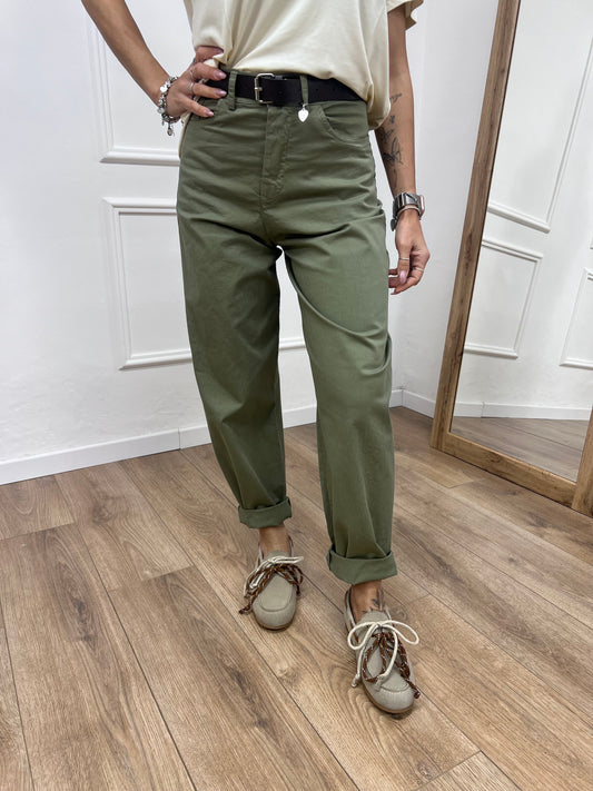 SUSY MIX PANTALONE VITA ALTA OVETTO “CUORE” MILITARE