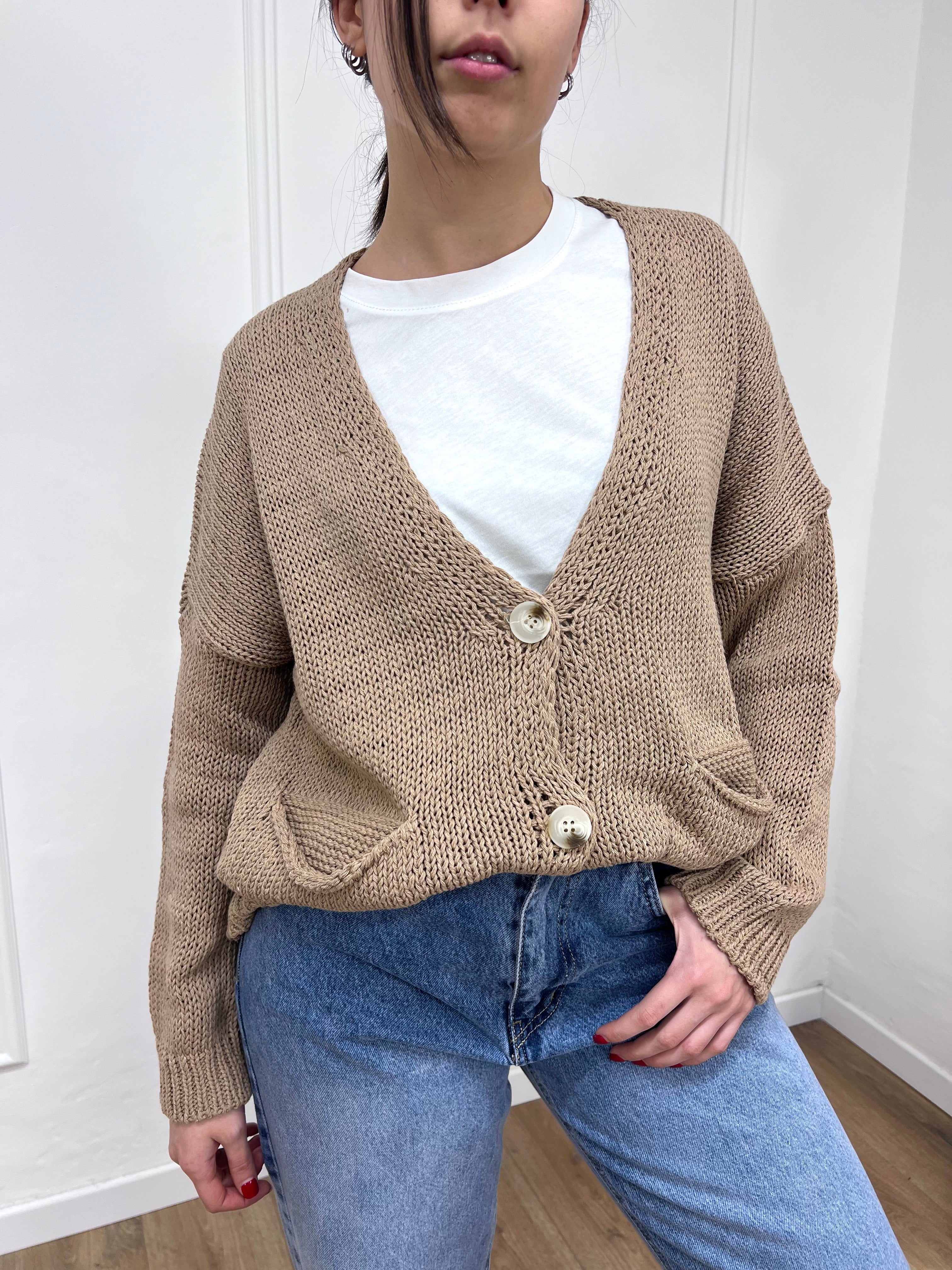 CARDIGAN FILO OVER TASCHE BENEDETTA CORDA SUSY MIX