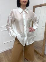 CAMICIA CON TASCA A TOPPA PAILLETTES MIRA LATTE SUSY MIX