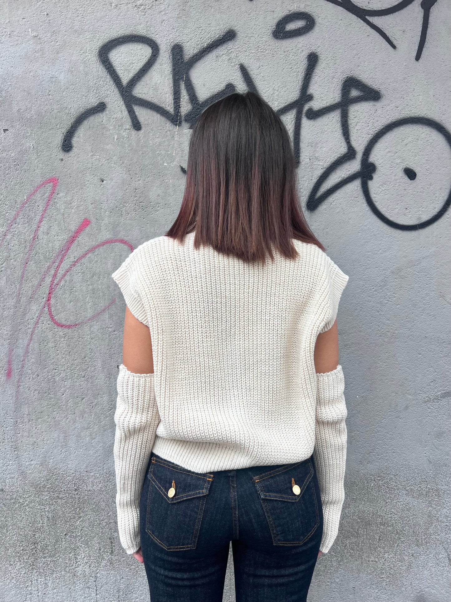 SUSY MIX GILET BOTTONI CON MANICOTTI BRIDGET BURRO