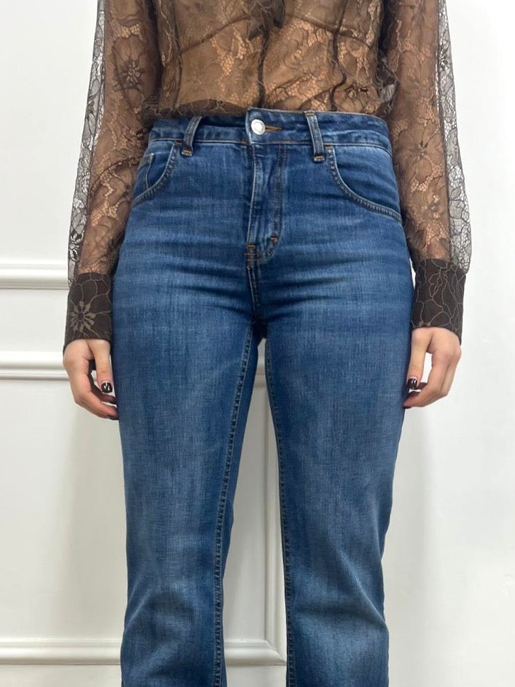 SUSY MIX DENIM VITA REGOLARE MODELLO FLARE FLAMINIA BLU
