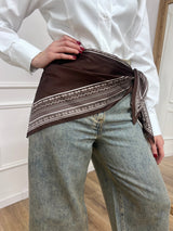 FOULARD TRIANGOLO SATIN STAMPA BANDANA MORO