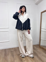 FELPA BOMBER ARRICCIATO CHEVRON LATTE SARA SUSY MIX