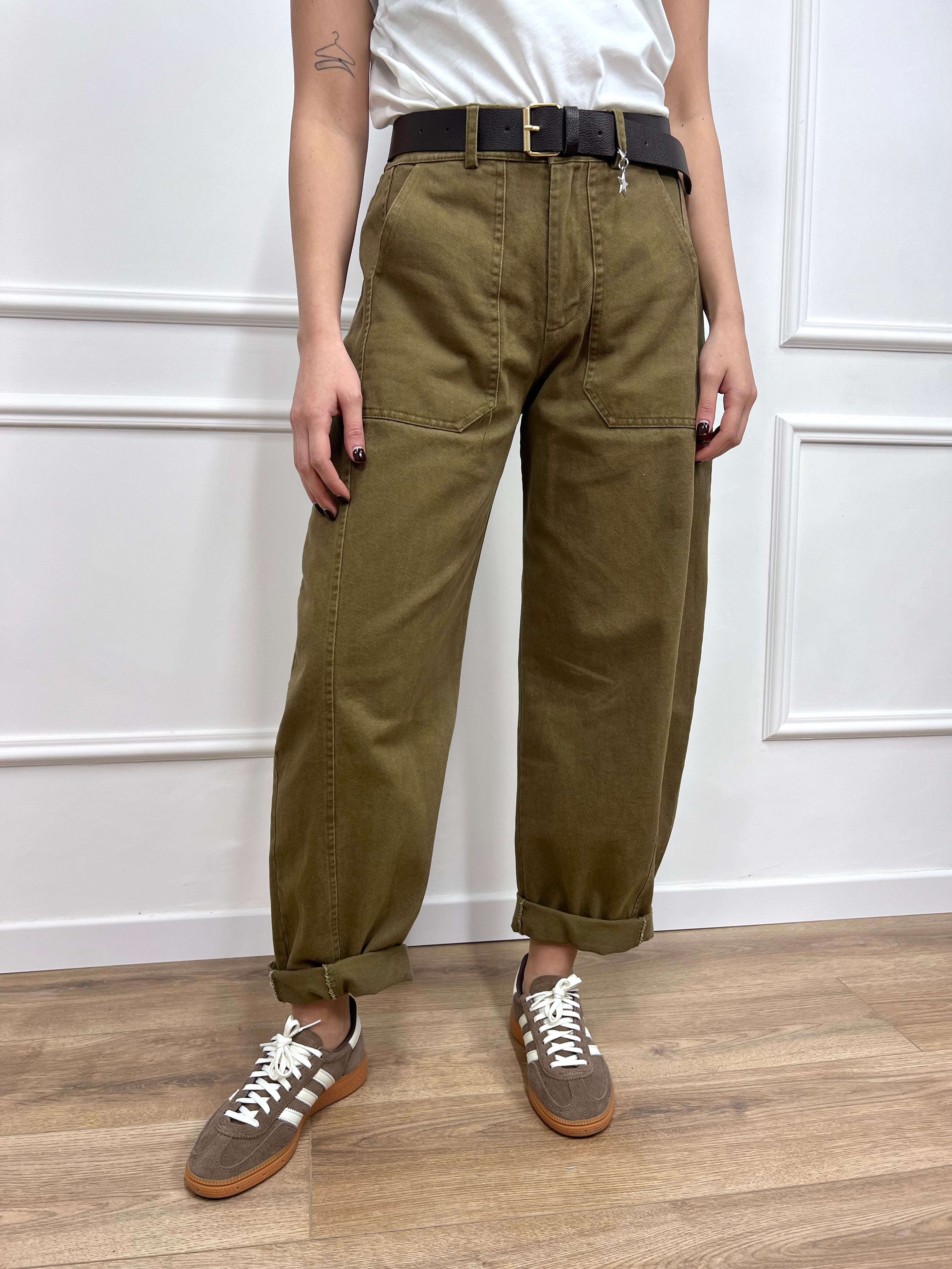 PANTALONE BALLON STELLINA TELA DENIM FANGO SUSY MIX