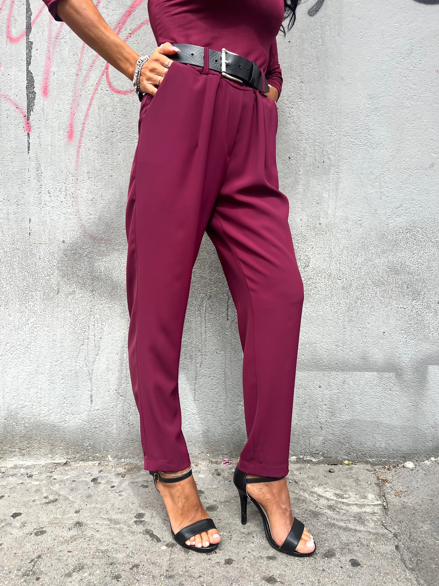 SUSY MIX PANTALONE FLUIDO MARINA VINO