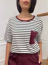 T-SHIRT SCATOLA RIGATA TASCA A TOPPA ELIA INDIA SUSY MIX