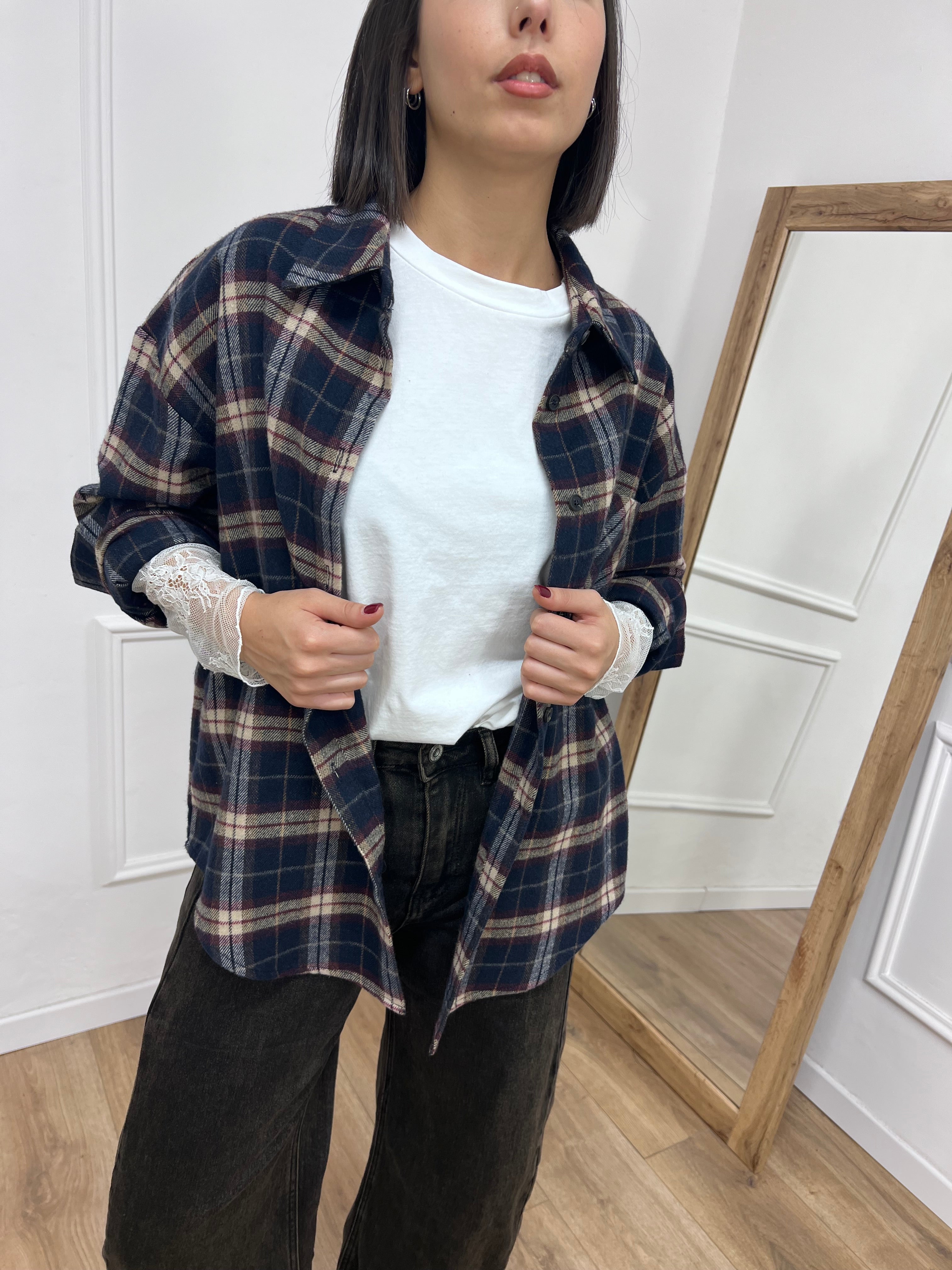 CAMICIA CHECK FLANELLA PAMELA BLU MOTEL