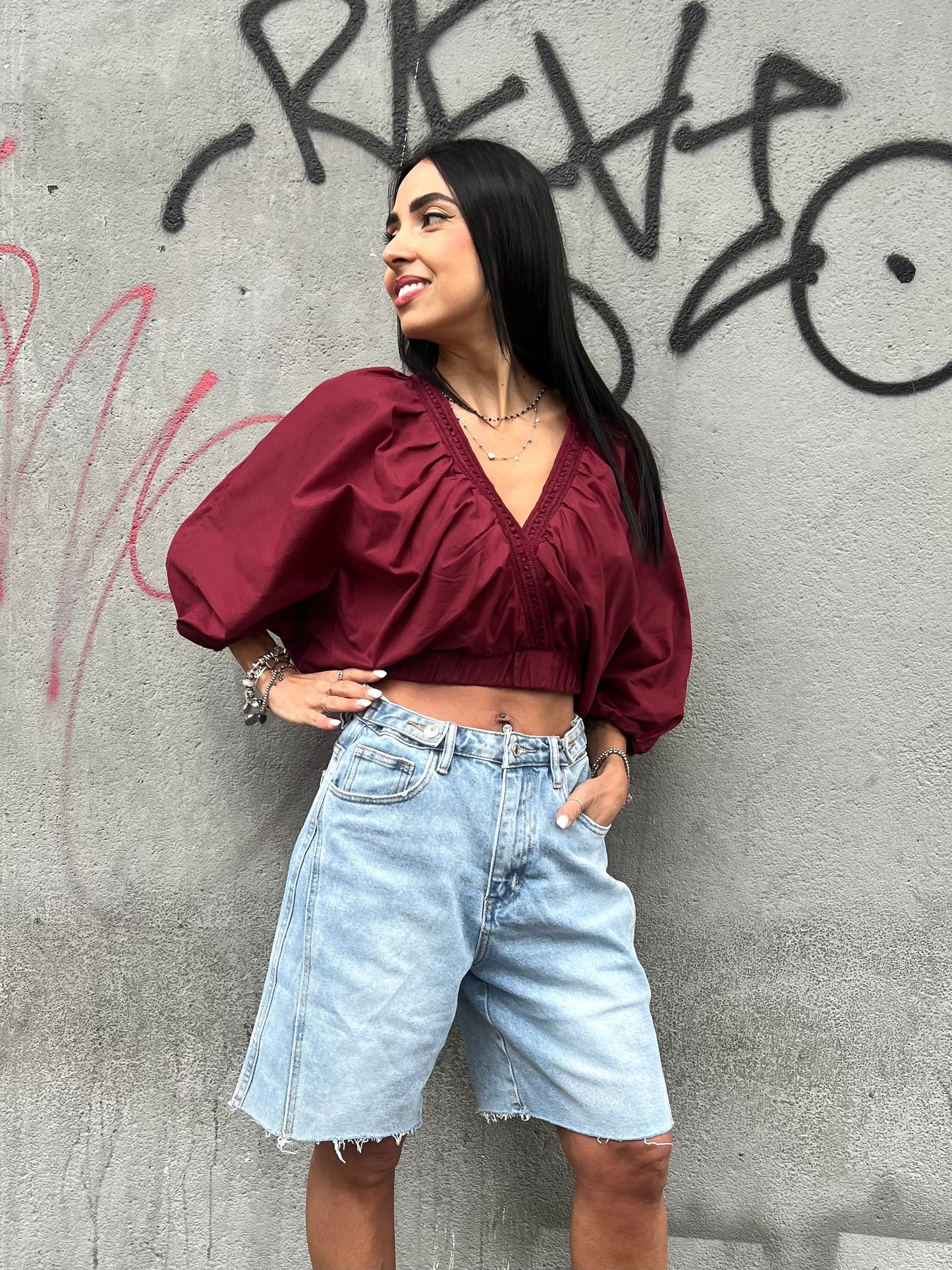 BLUSA CROP INCROCIO PASSAMANERIA NORA INDIA