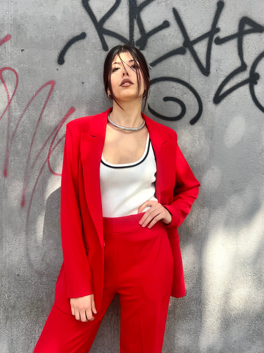 SUSY MIX GIACCA MONOPETTO FLUIDO MIRIAM ROSSO