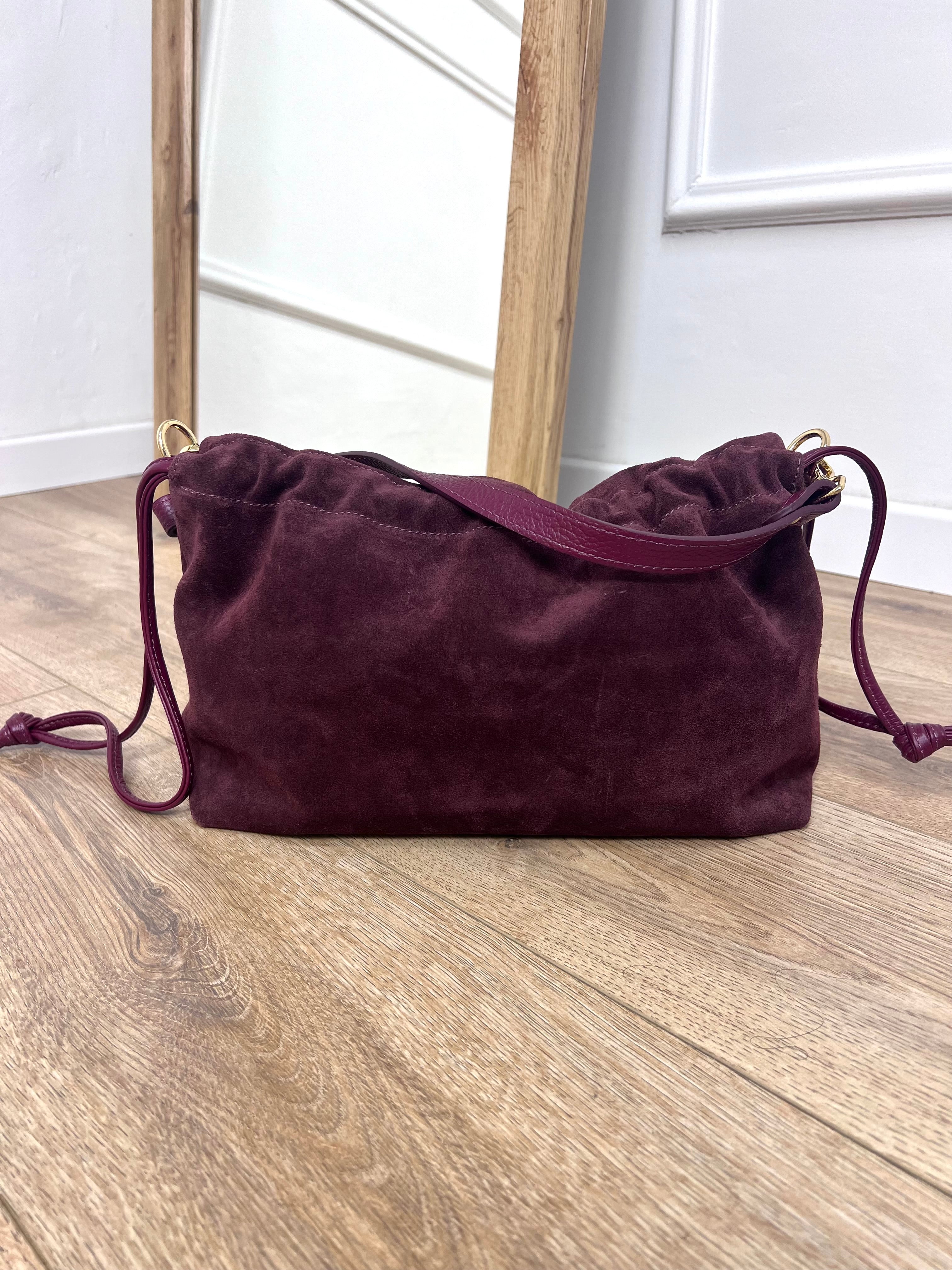 BORSA POUCH ARRICCIATA CAMOSCIO BROOKLYN BAROLO