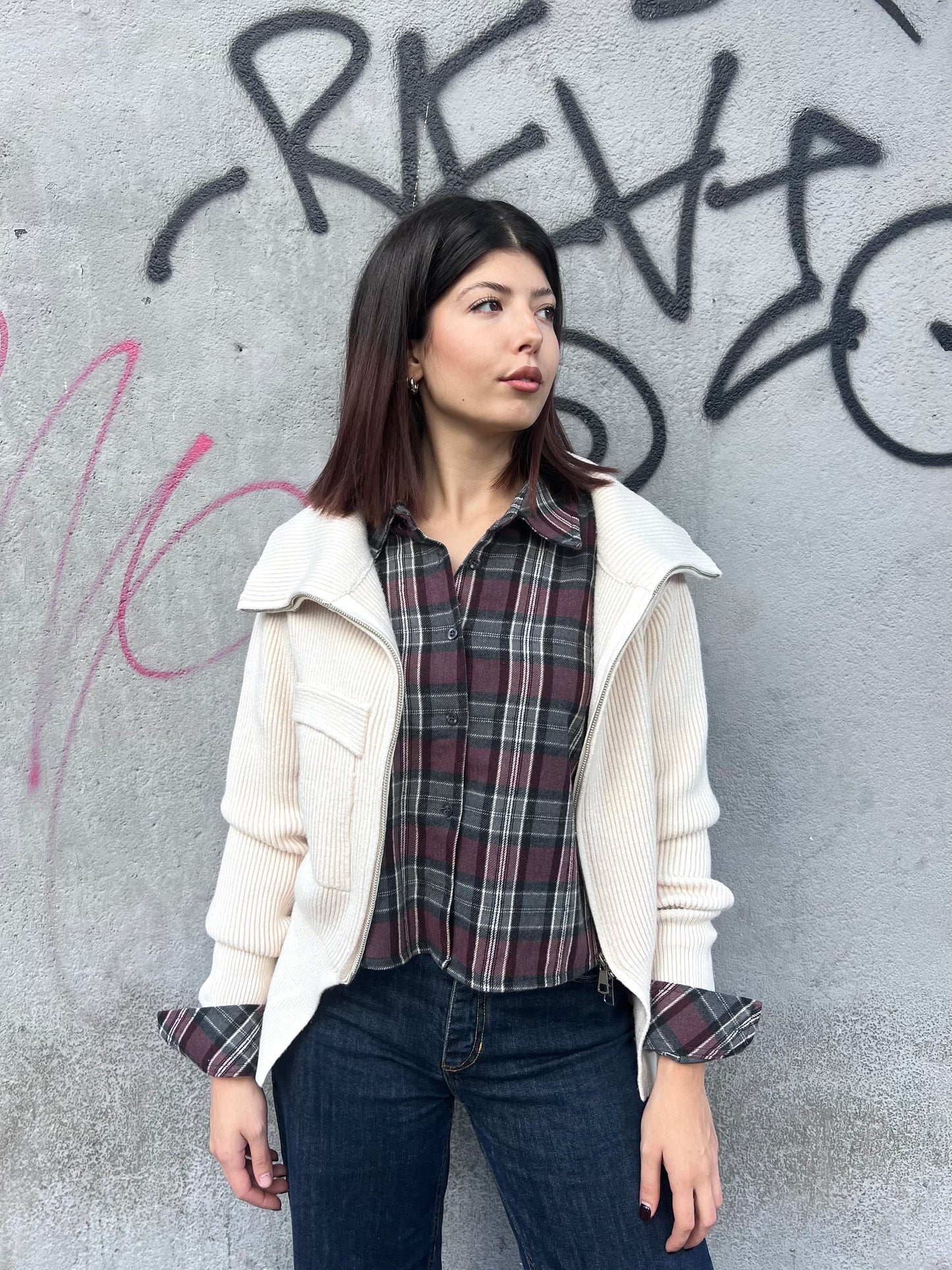 SUSY MIX CARDIGAN CERNIERA COLLO CRATERE IVANA BURRO