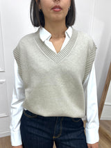 GILET IN MAGLIA SCOLLO V CACHA SUSY MIX