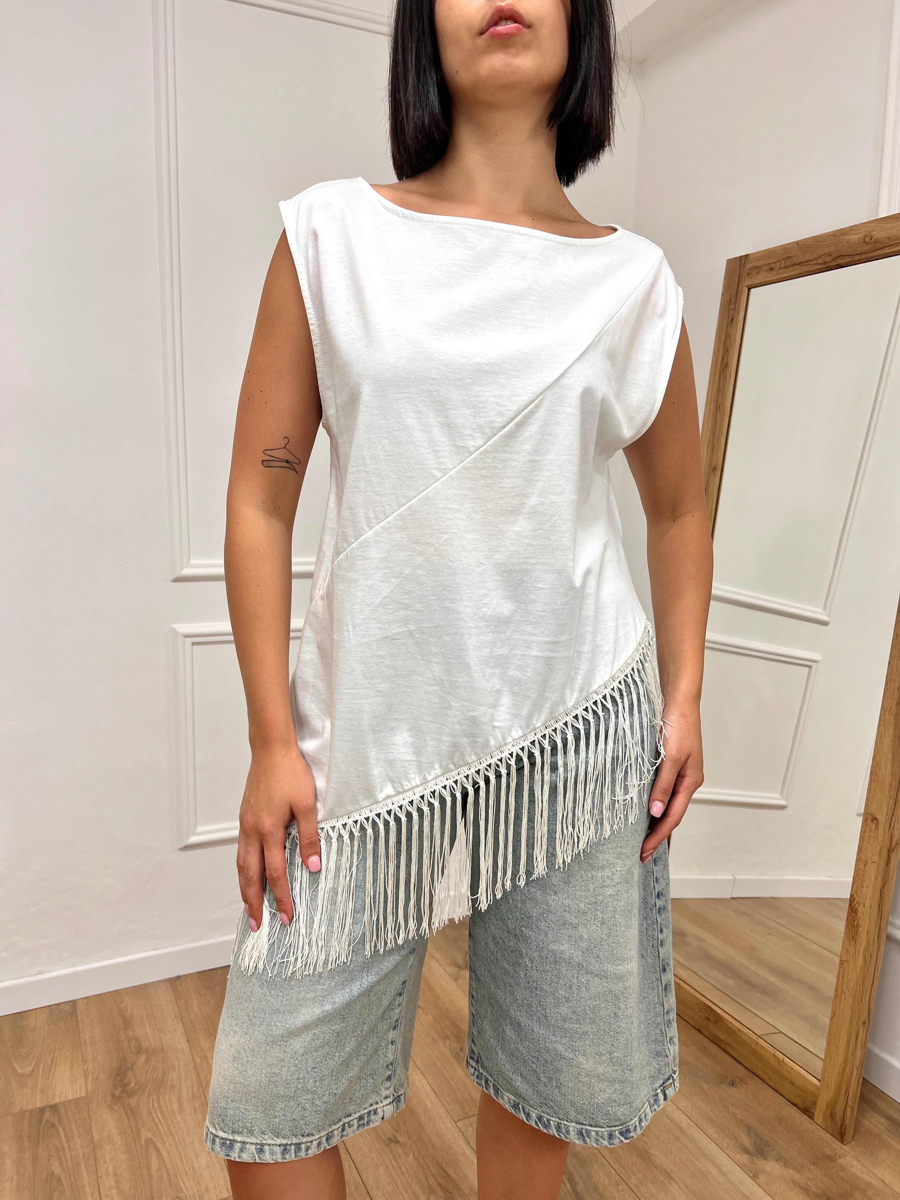 CANOTTA  ASIMMETRICA FRANGE NIKLA BIANCO SUSY MIX