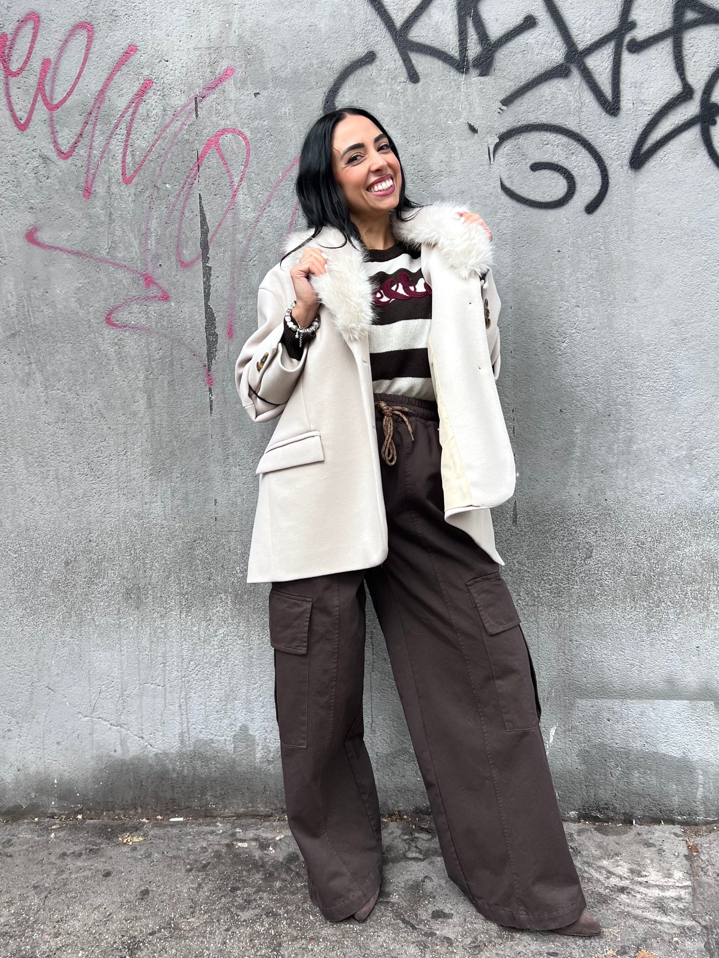 PHILIA LOFT PANTALONE CARGO LACCIO TOSCA CIOCCOLATO