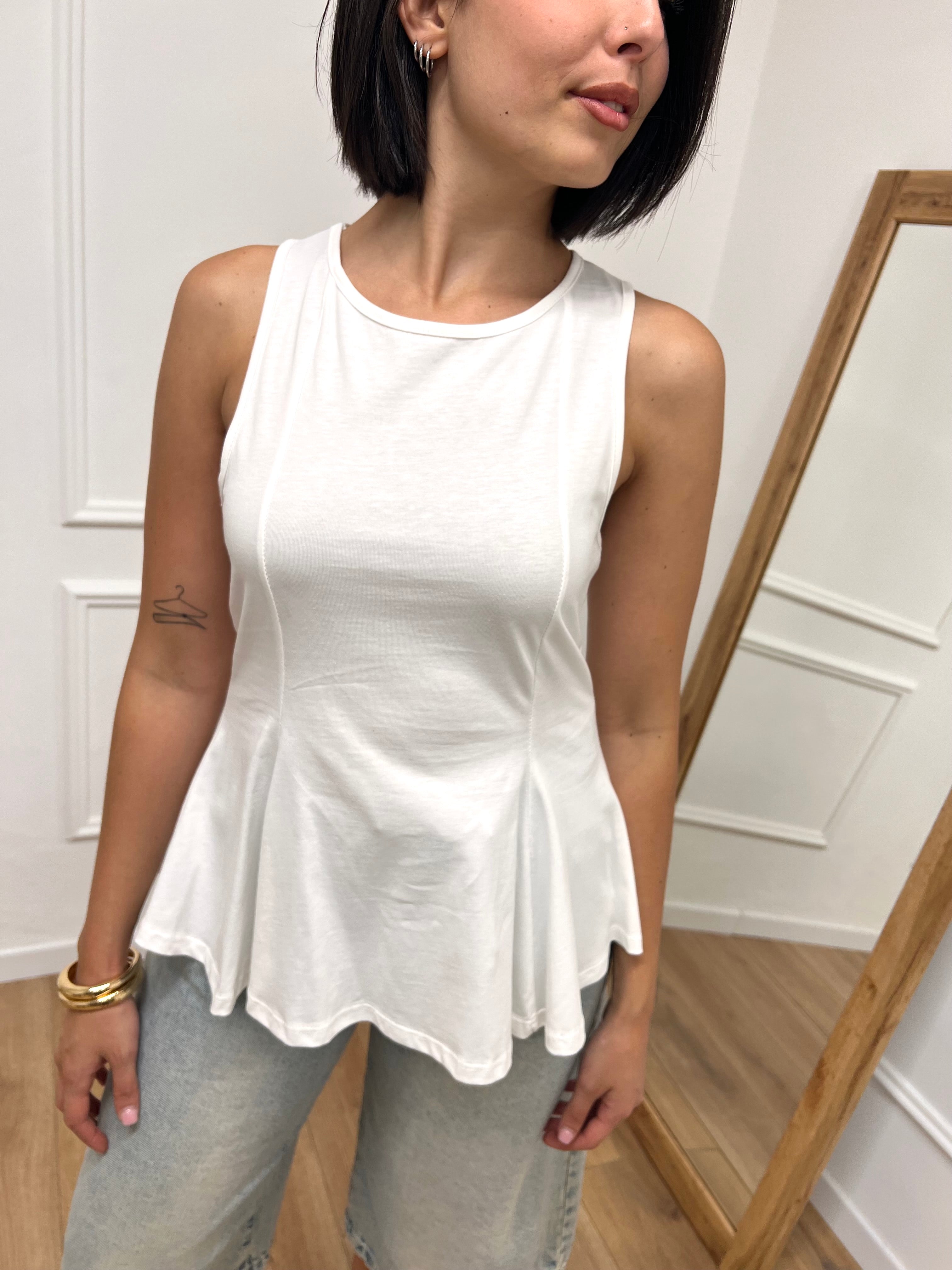 CANOTTA VOGATORE PEPLUM BERRY BIANCO SUSY MIX